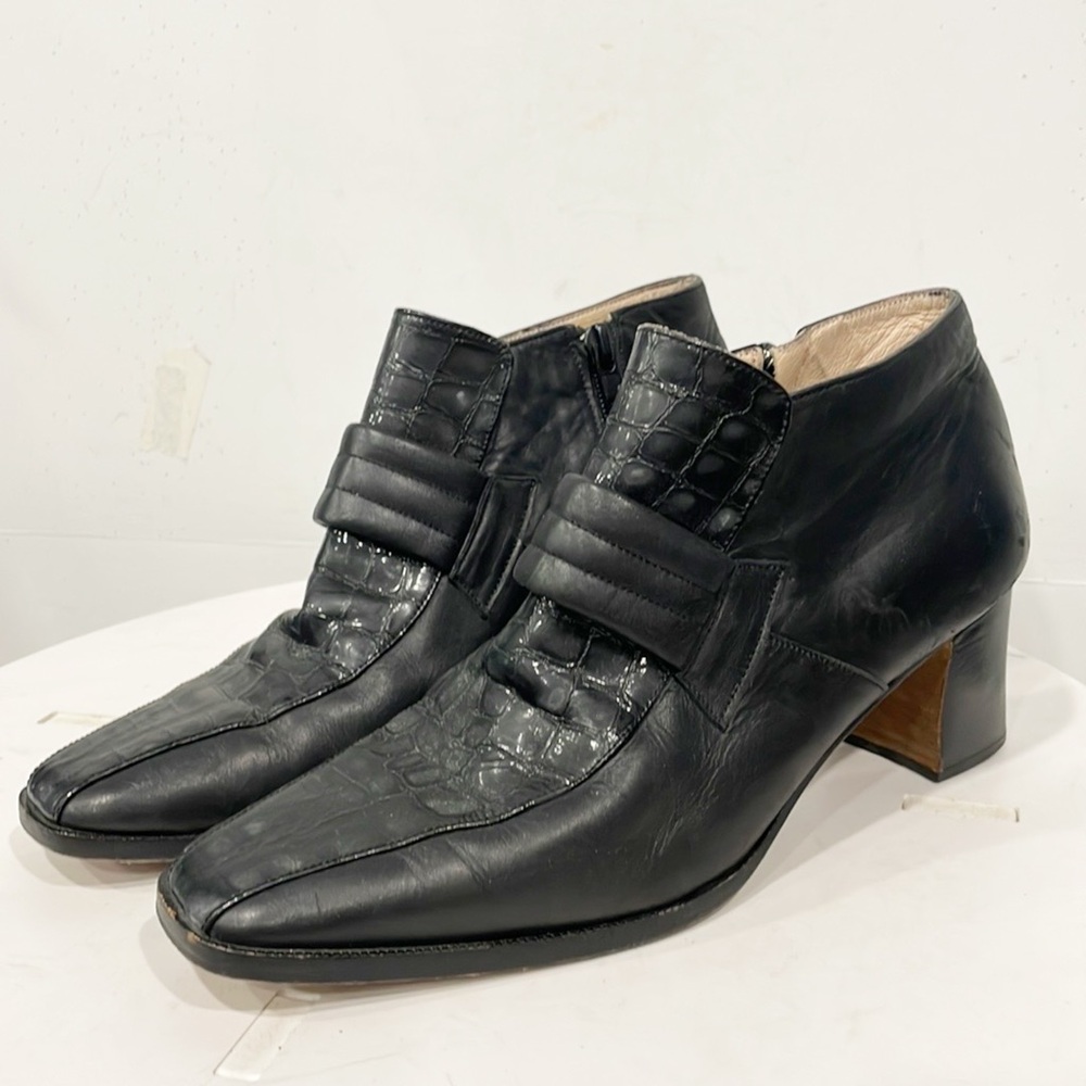 Genuine Leather Booties Women sz 38 Black Pilgrim Witchy Grunge‎ Beetlejuice Zip